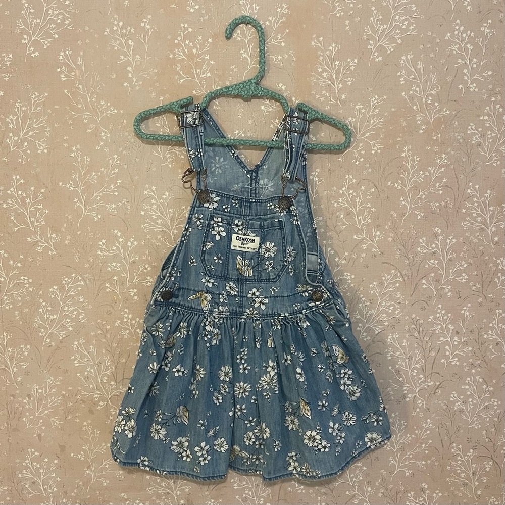 OshKosh B'gosh 3T Blue Floral Kids Denim Dress